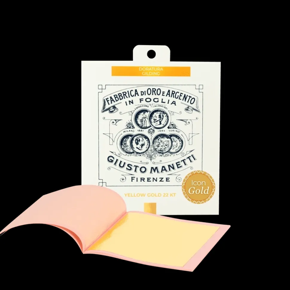 25 hojas pan de oro oro fino amarillo 22kt Giusto Manetti 80x80mm 15g