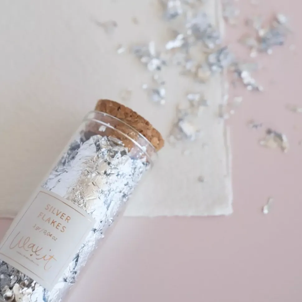 Botella de Cristal 3gr con Copos Silver Flakes Wax it Lora Bailora