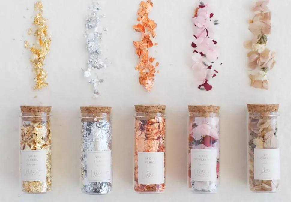 Botella de Cristal 3gr con Copos Silver Flakes Wax it Lora Bailora