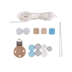 Cadena de Madera para Chupete Azul Rayher