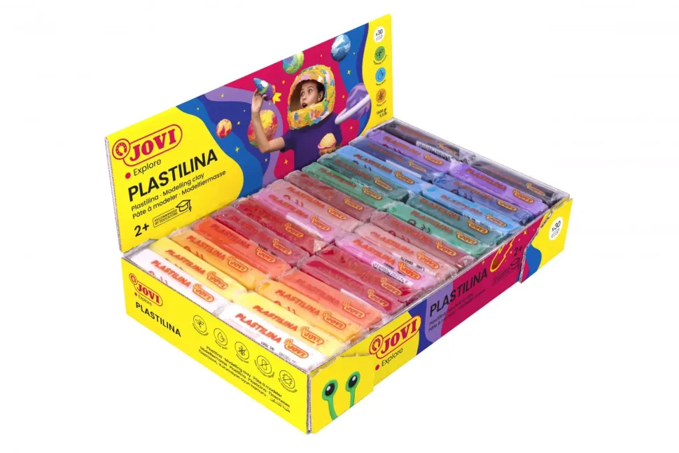 Caja 30 Pastillas de Plastilina Colores Surtidos Jovi 50gr