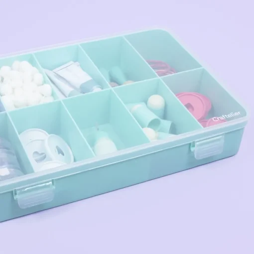 Caja con 10 Compartimentos Turquesa Craftelier