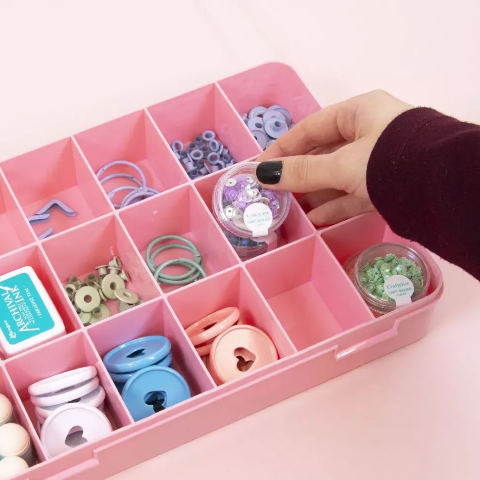 Caja con 17 Compartimentos Rosa Craftelier