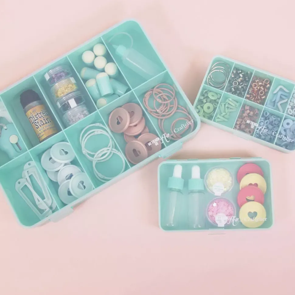 Caja con 17 Compartimentos Rosa Craftelier