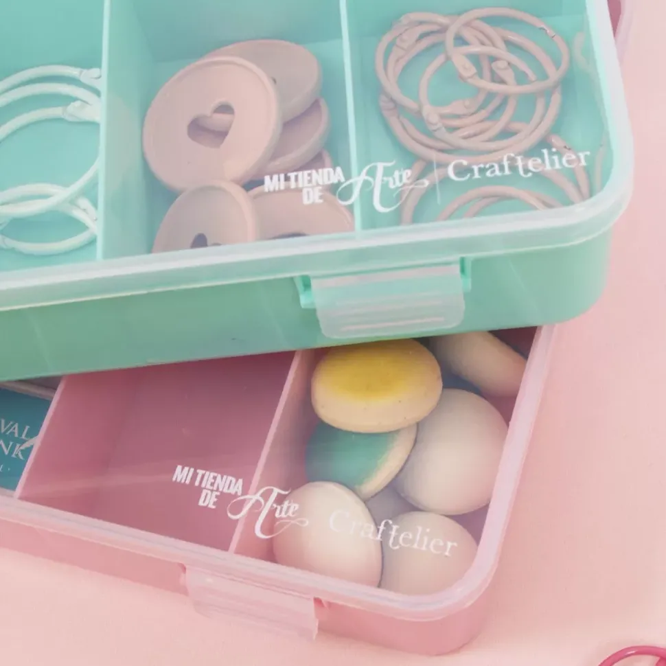 Caja con 17 Compartimentos Rosa Craftelier