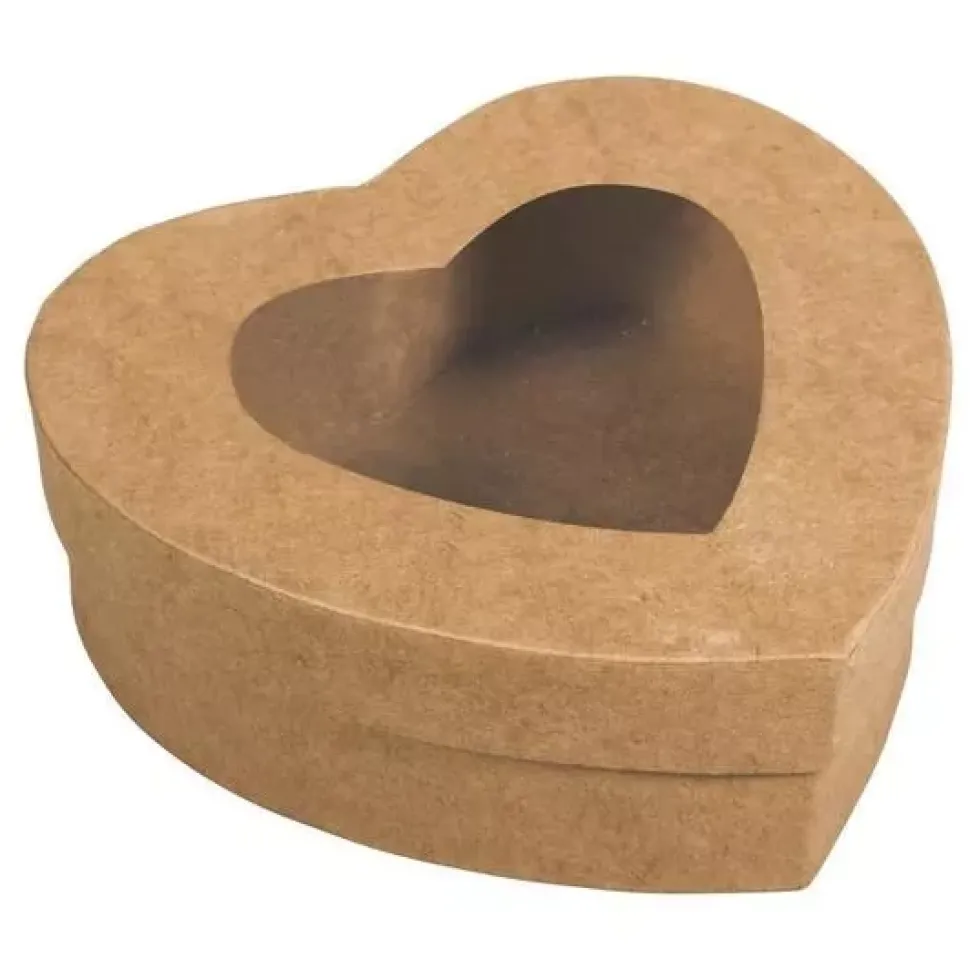 Caja Corazón con Ventana de Papel Maché Rayher