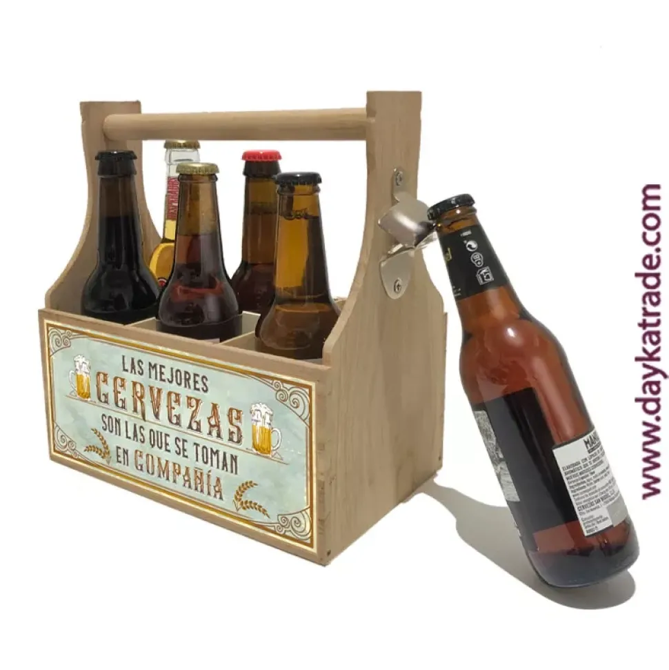 Caja de Cervezas de Madera con Abrebotellas + Tela Prediseñada Dayka