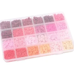 Caja de cuentas Heishi Rojo y Rosa Artemio 6mm