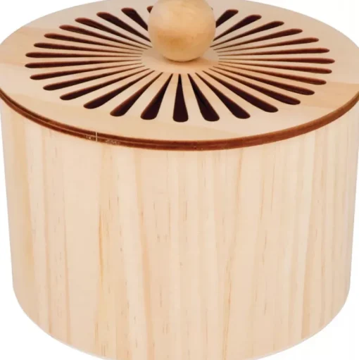 Caja de madera redonda pequeña Boho Artemio