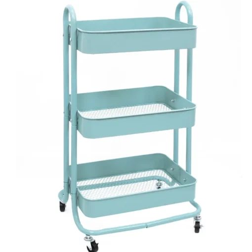 Carrito con 3 bandejas Turquesa Craftelier