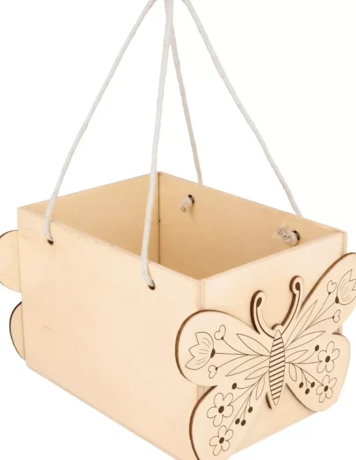 Cesta Cuadrada de Madera Mariposa Artemio
