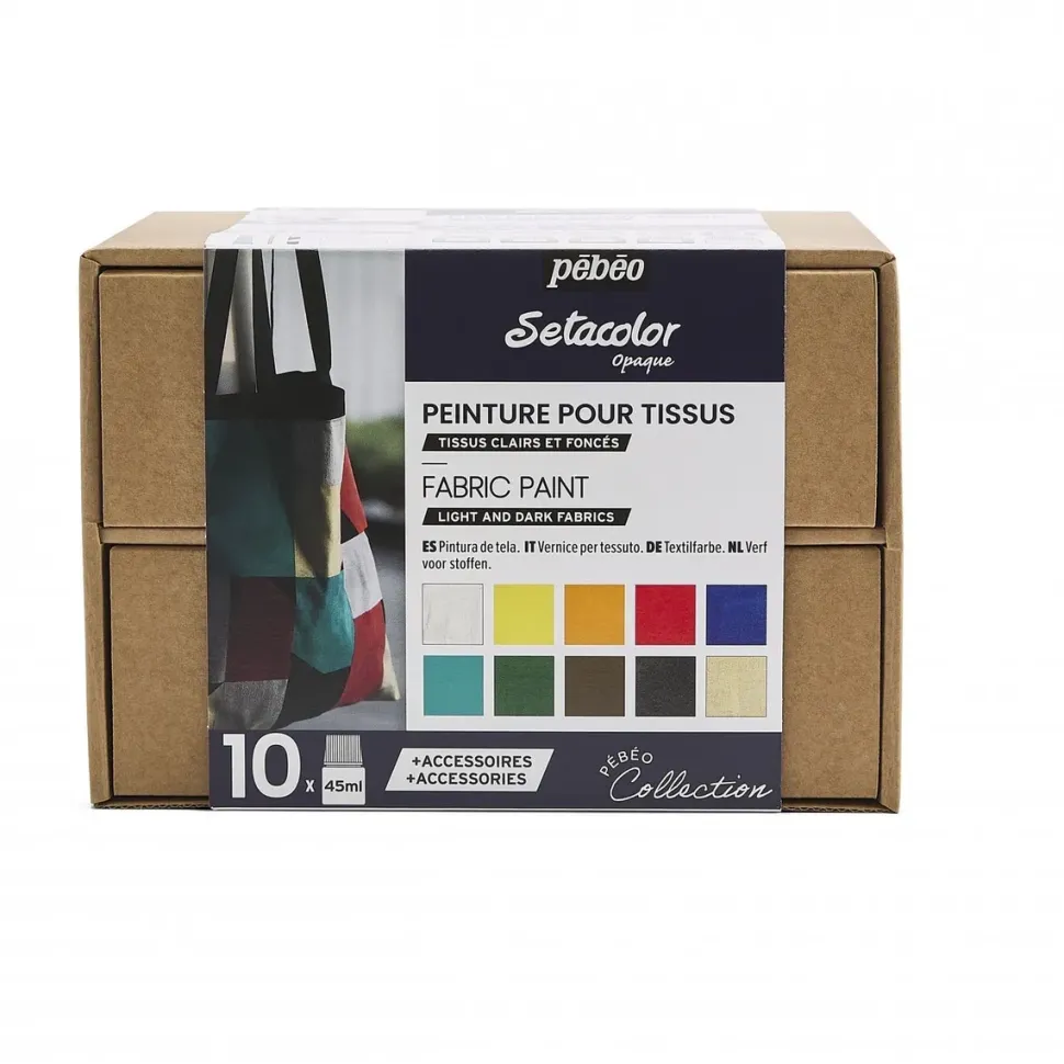 Cofre 10 pinturas Setacolor opaco Pebeo 45ml