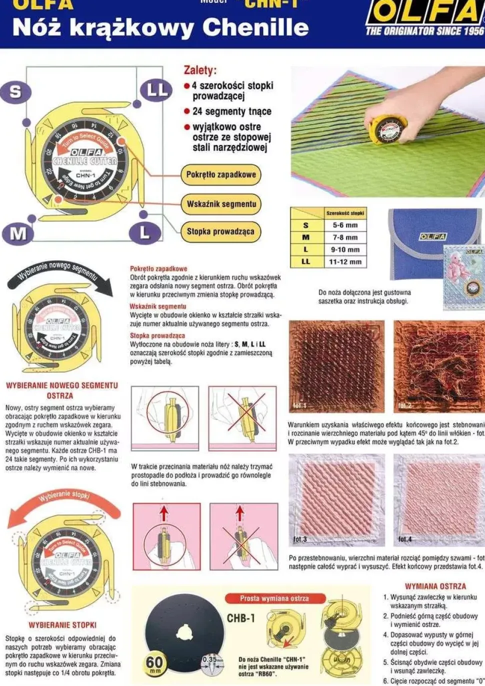 Cortadora giratoria (Cuchilla de 60 mm, 4 guías Diferentes) OLFA CHN-1