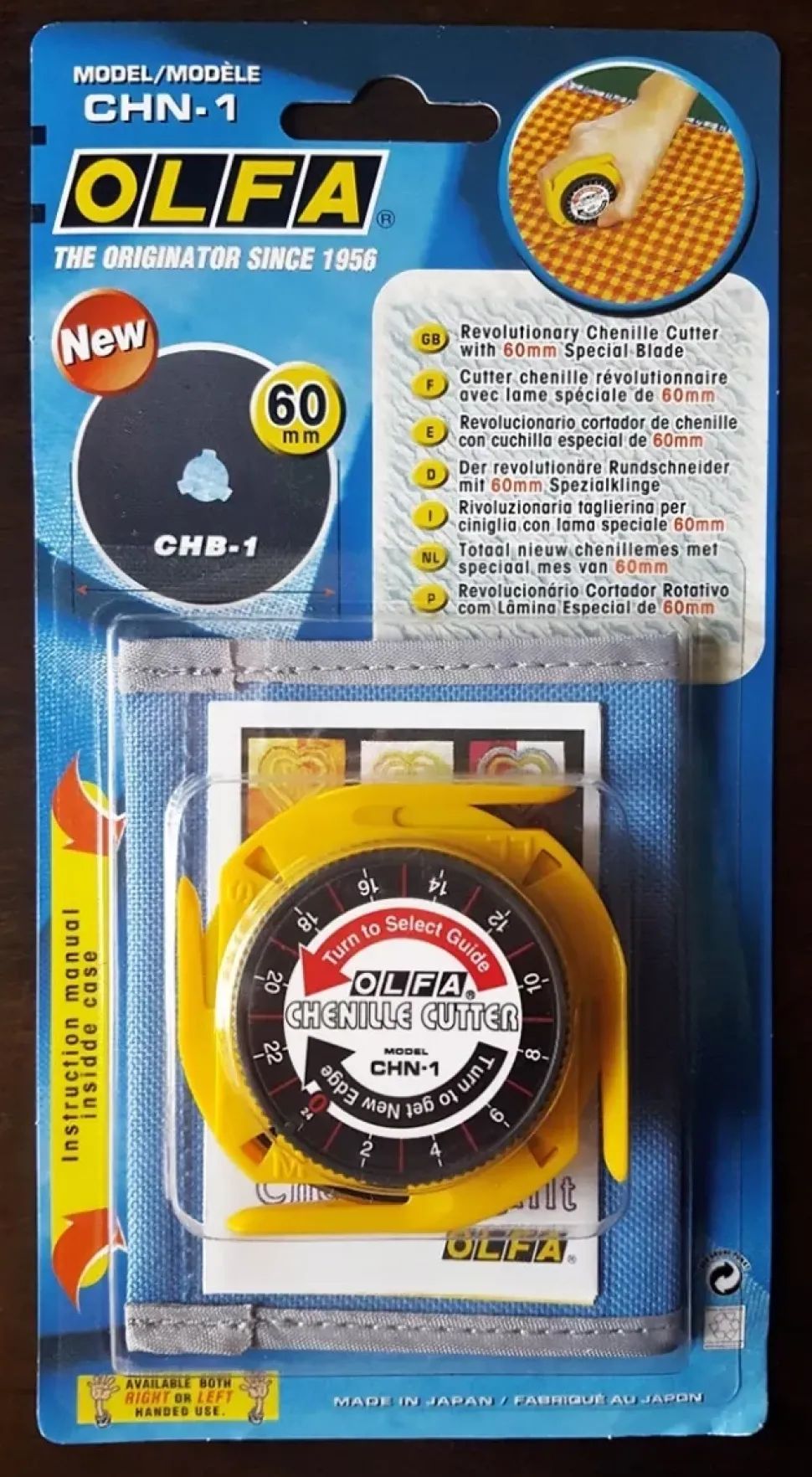 Cortadora giratoria (Cuchilla de 60 mm, 4 guías Diferentes) OLFA CHN-1