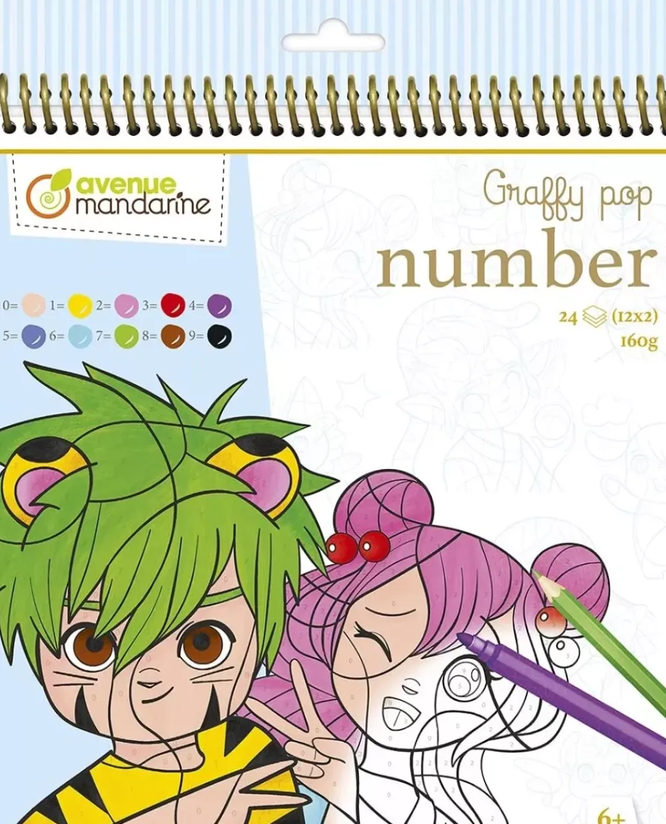Cuaderno de Colorear Números Graffy Pop Manga Avenue Mandarine