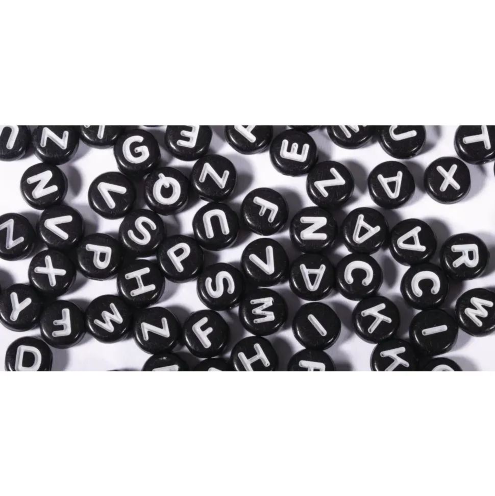 Cuentas de Plástico Negro Abecedario Rayher 40g