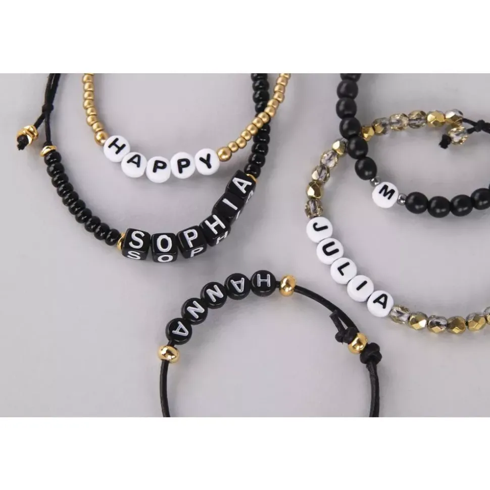 Cuentas de Plástico Negro Abecedario Rayher 40g