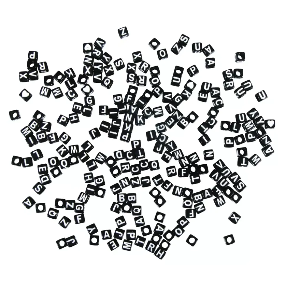 Cuentas de Plástico Negro Abecedario Rayher 40g