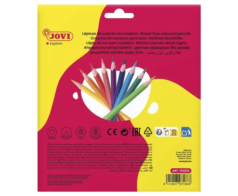 Estuche 24 lápices de colores sin madera Jovi