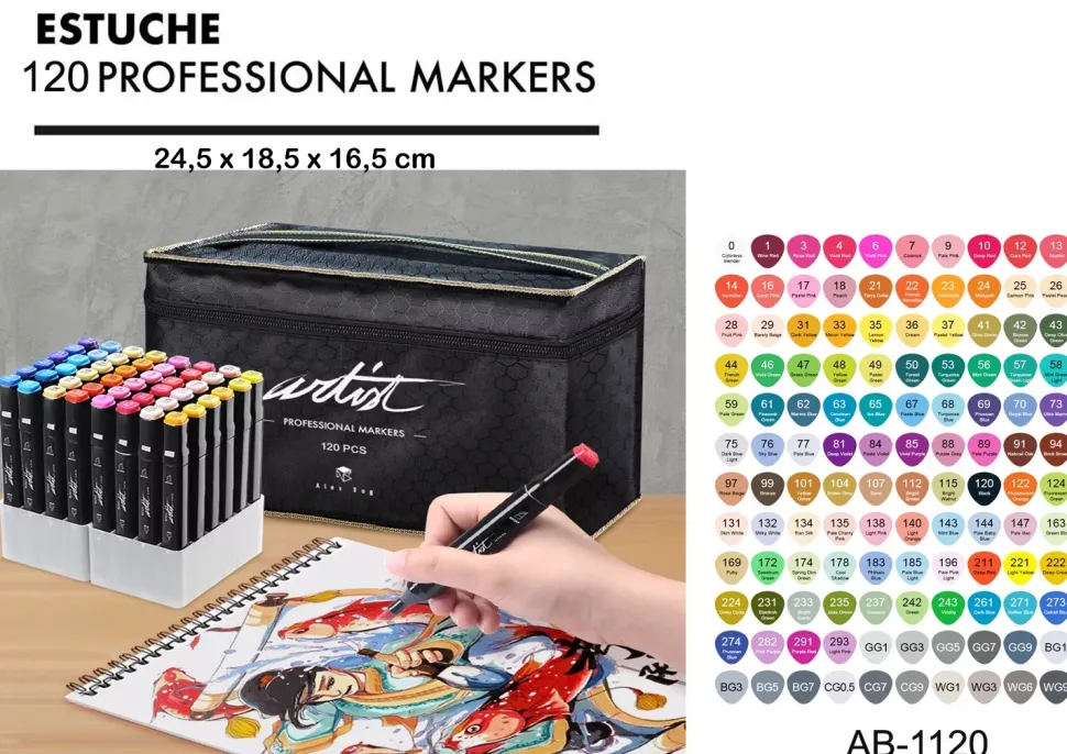 Estuche 120 Rotuladores Luxury Canvas Gama Artist Alex Bog