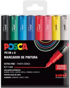 Estuche 8 rotuladores PC1M Extra Fino Uni Posca