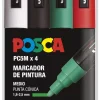 Estuche 4 Rotuladores PC5M Medio Punta Cónica Navidad Uni Posca
