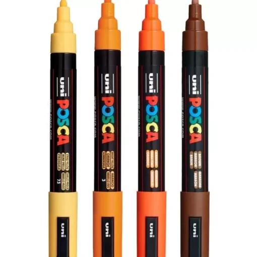 Estuche 4 Rotuladores PC5M Medio Punta Cónica Tonos Madera Uni Posca