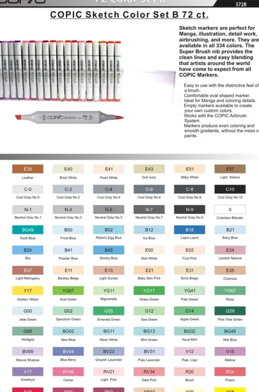 Estuche B de 72 rotuladores Copic Sketch