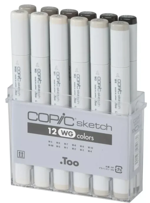 Estuche de 12 rotuladores Tonos Grises Cálidos Copic Sketch