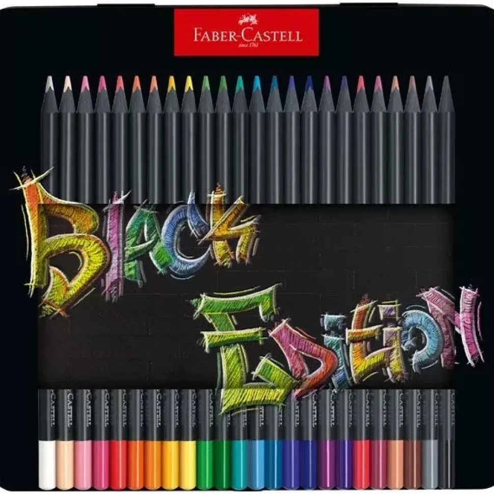 Estuche de Metal 24 Lápices de colores Black Edition Faber-Castell