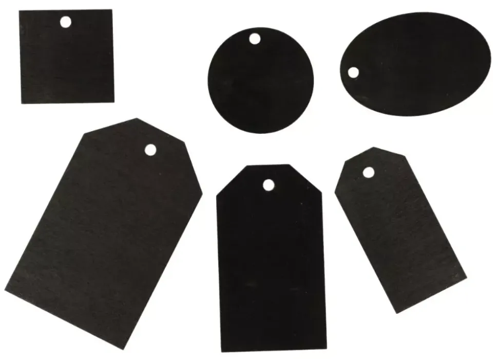 Etiquetas de madera negras Artemio