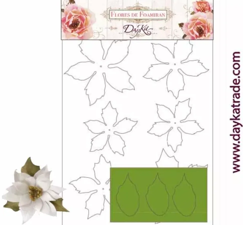 Flor de Foamiran Poinsettia Blanca Dayka