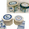 Kit 2 Cajas Octogonales Lazos Flores Azules Dayka Trade