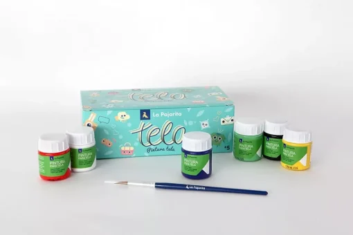 Kit 6 Pinturas para Tela + Pincel La Pajarita