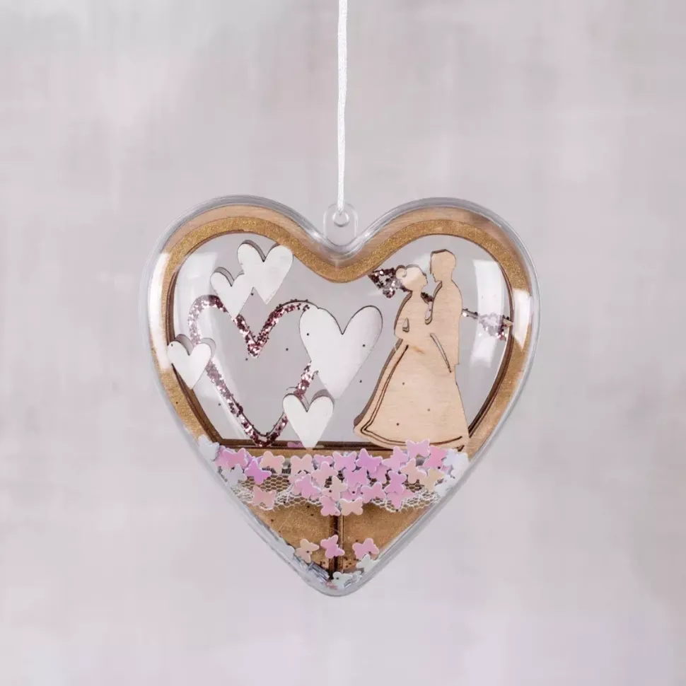 Kit 3D de Madera Corazón Decorativo Pareja Nupcial Rayher