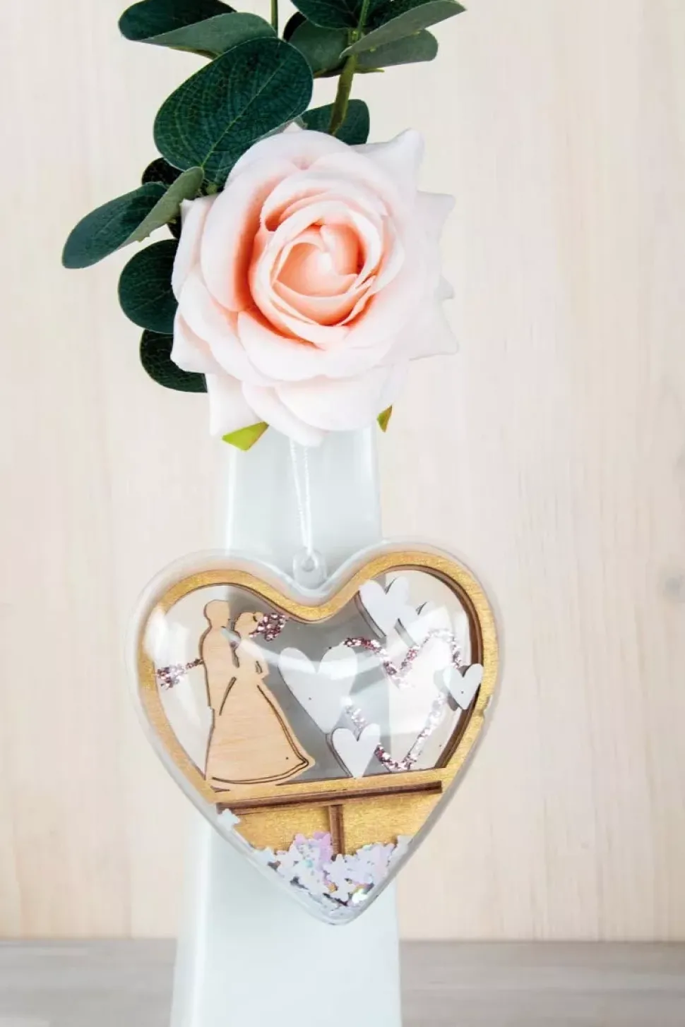 Kit 3D de Madera Corazón Decorativo Pareja Nupcial Rayher