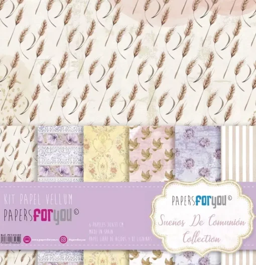 Kit de Papeles Vellum Niñas Sueños de Comunión PapersForYou 30x31cm