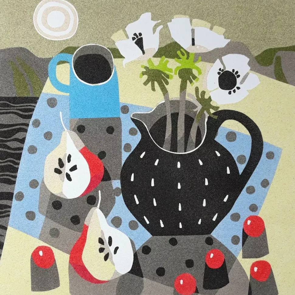 Kit Pintar con Arenas de Colores Bodegón Naif Cerezas Arenart 38x38cm