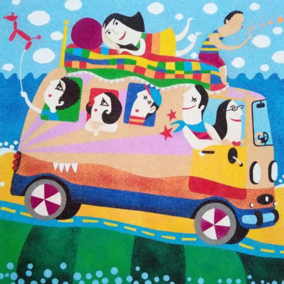 Kit Pintar con Arenas de Colores Excursión Bus Arenart 38x38cm