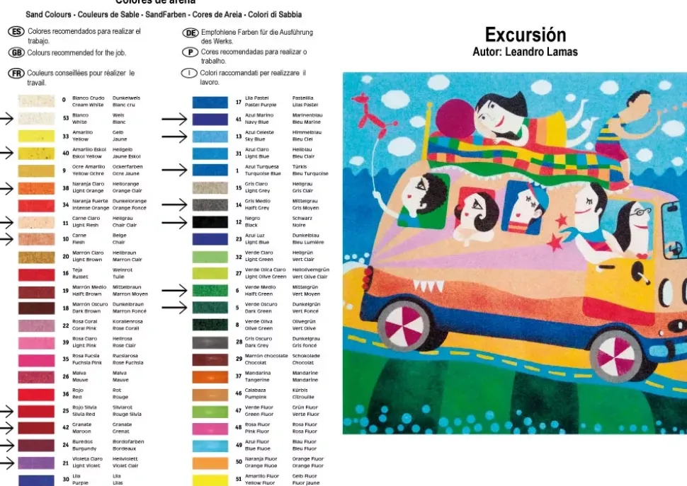 Kit Pintar con Arenas de Colores Excursión Bus Arenart 38x38cm