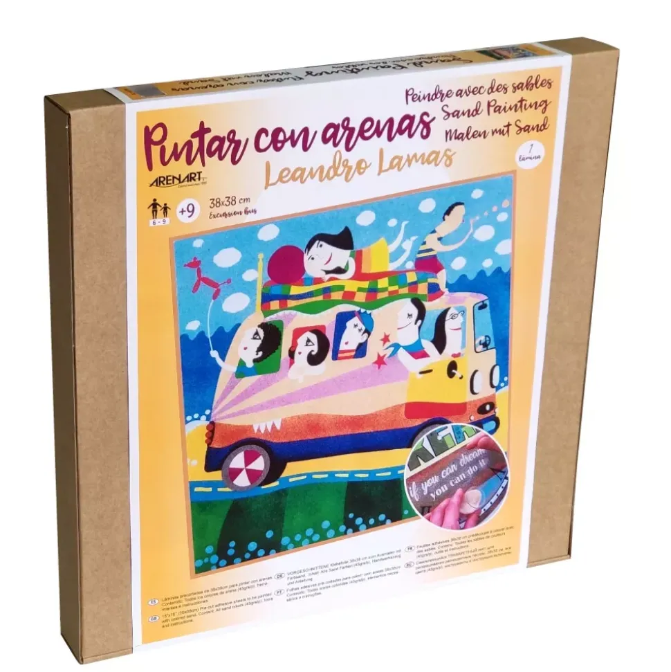 Kit Pintar con Arenas de Colores Excursión Bus Arenart 38x38cm