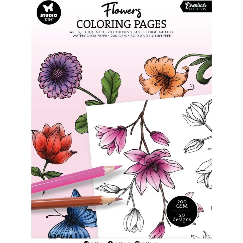 Libro para colorear Flowers Essentials Collection Studio Light A5