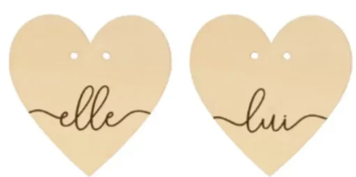 Madera Porta Alianzas Él y Ella Corazones On se Marie Artemio