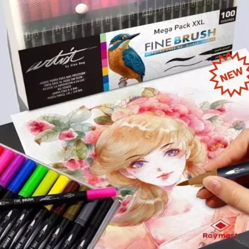 Megapack XXL 100 Rotuladores Fine Brush Doble Punta Alex Bog
