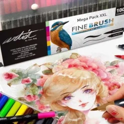 Megapack XXL 100 Rotuladores Fine Brush Doble Punta Alex Bog