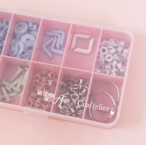 Mini Caja con 10 Compartimentos Rosa Craftelier