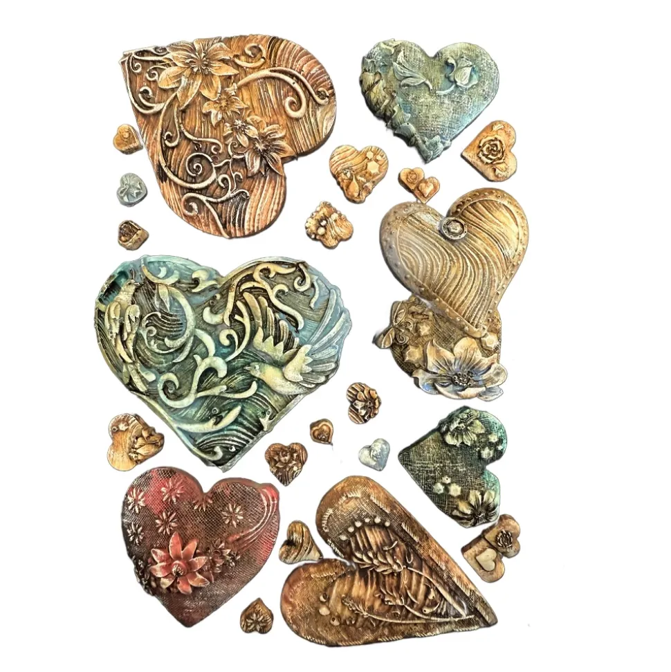 Molde de silicona Corazones Alice in Christmas Stamperia 15x21cm