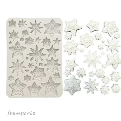Molde de silicona Estrellas Romantic Gear Up For Christmas Stamperia A5