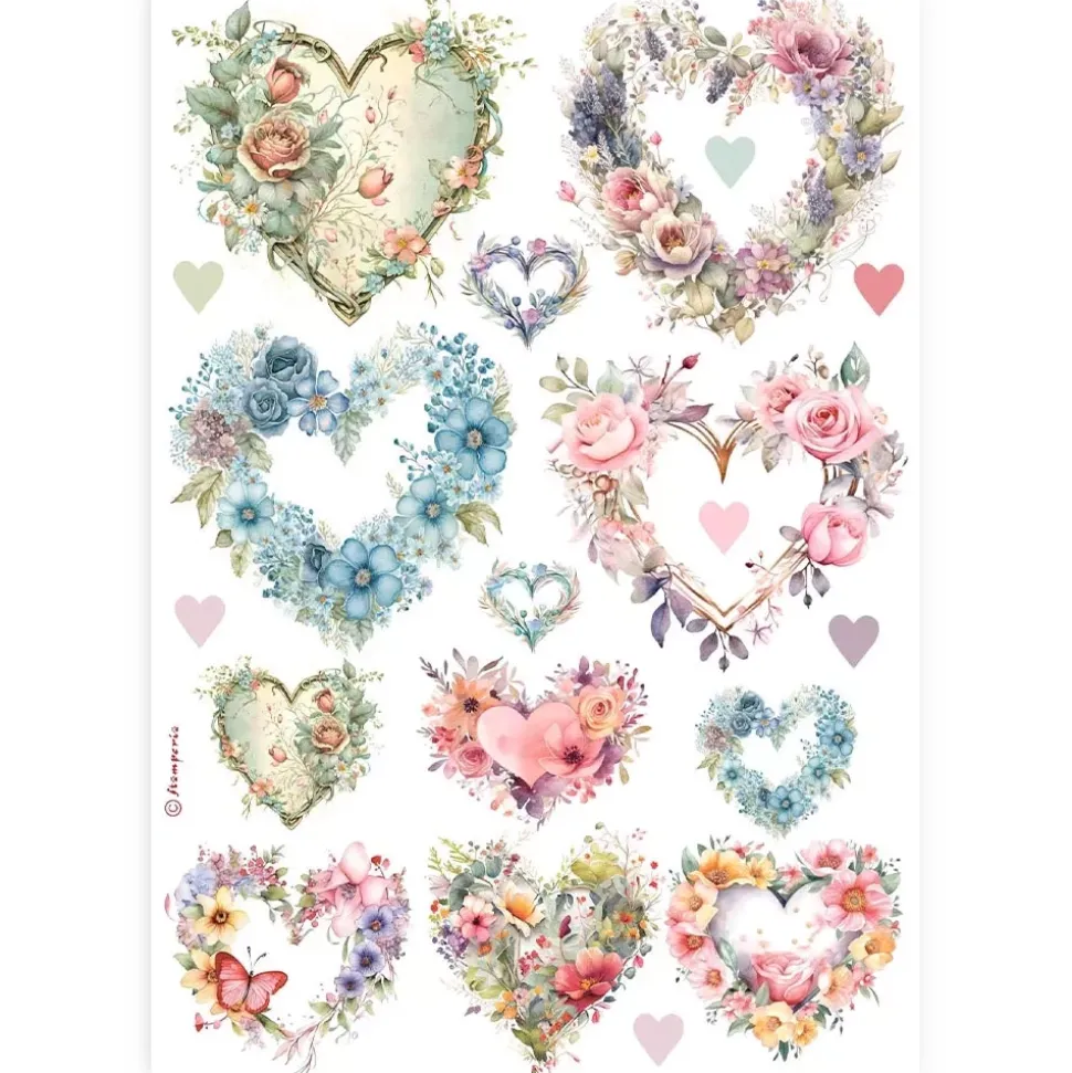 Papel de arroz Corazones Best Sellers Stamperia 21x30cm