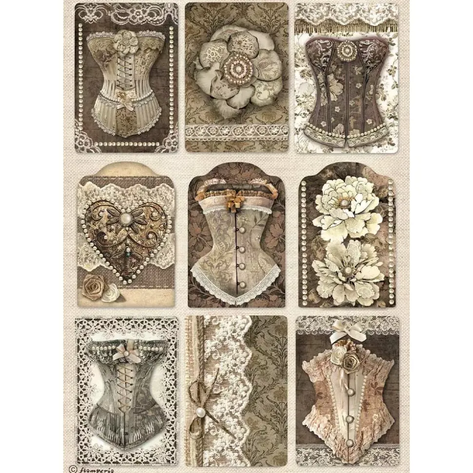 Papel de arroz Corsés Old Lace Stamperia 21x30cm